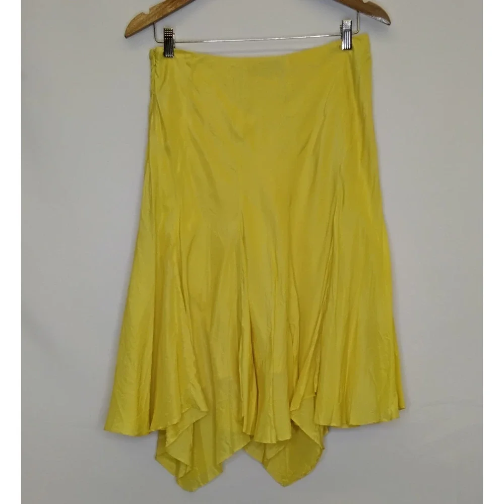Ted Baker London Silk Handkerchief Skirt Women's 2 Yellow Knee Length #J5853